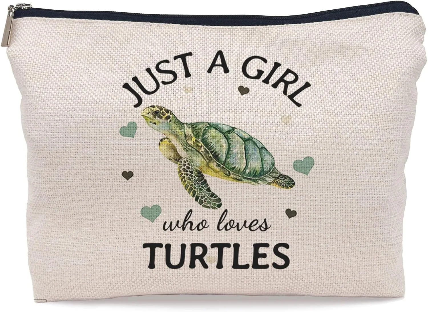 Just A Girl Who Loves Turtles Makeup Bag, Funny Turtles Cosmetic Bag,Zipper Travel ToiletryGifts for Girl Ocean Turtle Lovers Women Girls Pouch Sea Ocean Gifts