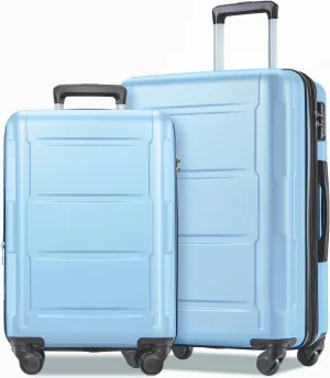 Kaimei Lightweight Spinner Suitcases 2-Piece Set - 20 & 24 Inch ABS Luggage with TSA Lock - Expandable, Durable & Easy to Maneuver (Light Blue)