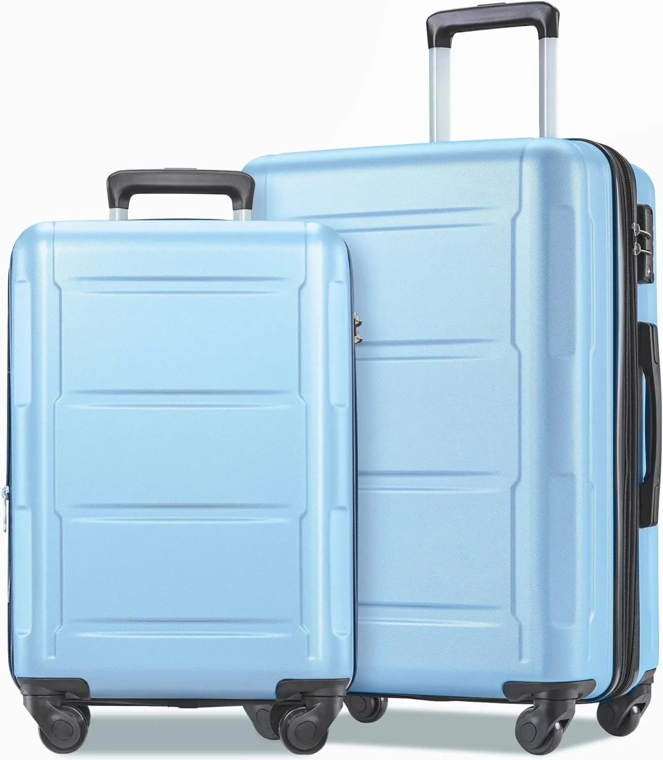 Kaimei Lightweight Spinner Suitcases 2-Piece Set - 20 & 24 Inch ABS Luggage with TSA Lock - Expandable, Durable & Easy to Maneuver (Light Blue)