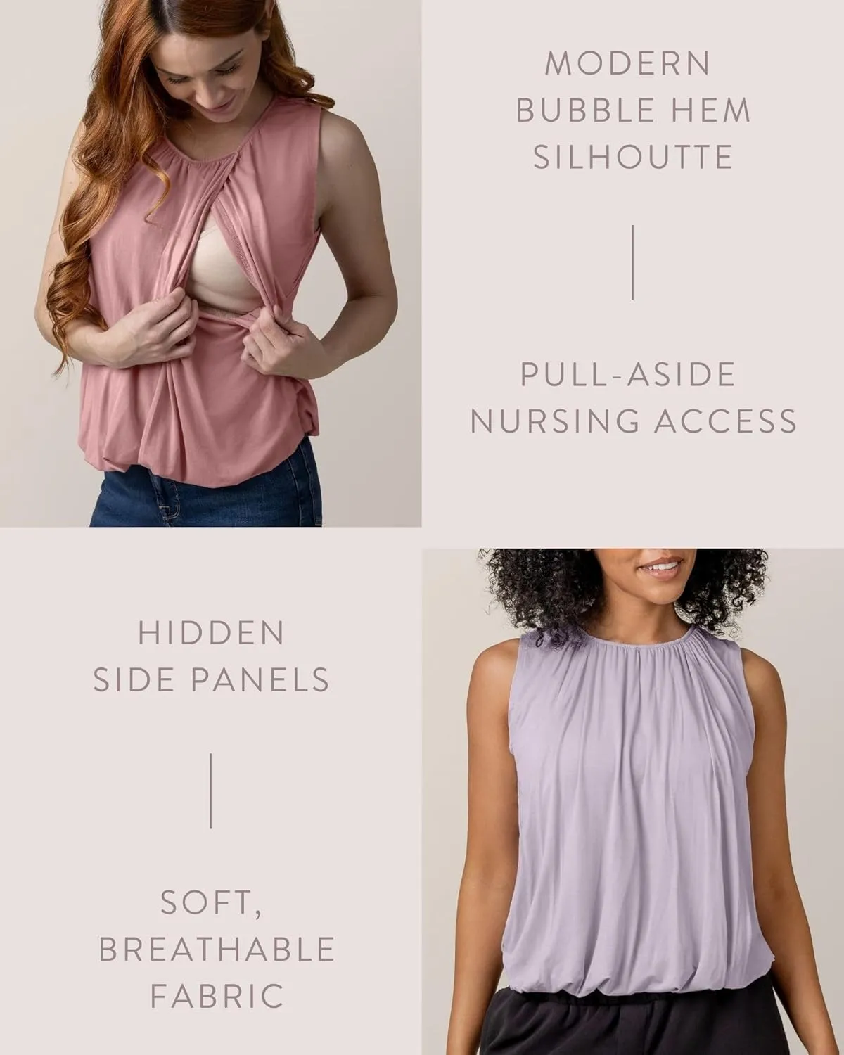 Kindred Bravely Piper Bubble Hem Nursing Tank | Breastfeeding & Pumping Shirt