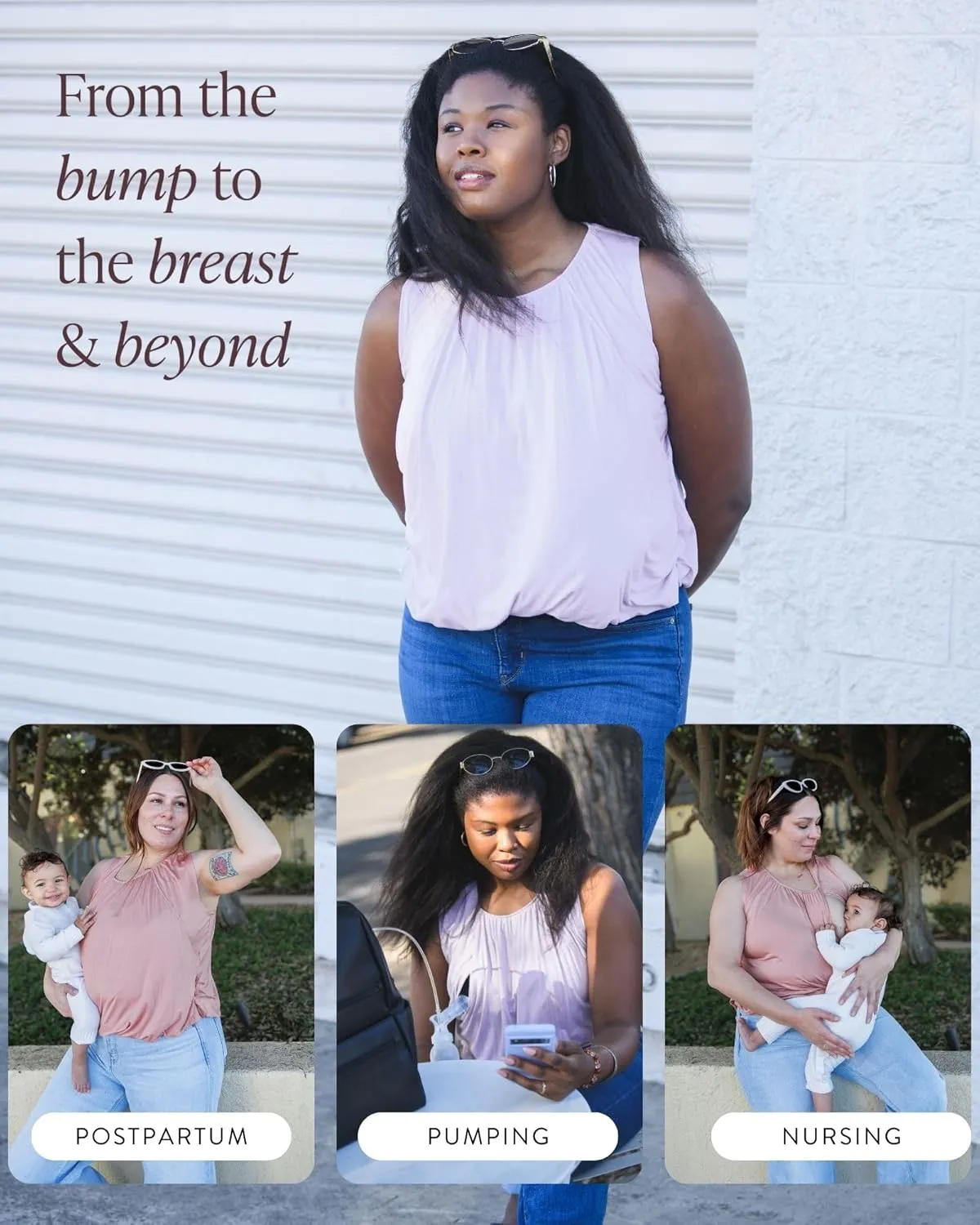 Kindred Bravely Piper Bubble Hem Nursing Tank | Breastfeeding & Pumping Shirt