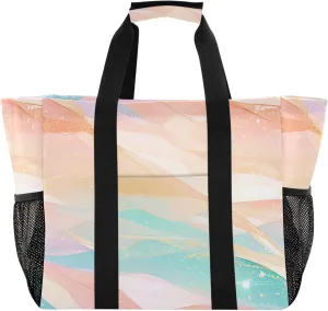 KLL Utility Tote Bags For Women Canvas Foldable With Pockets Carrier Bags