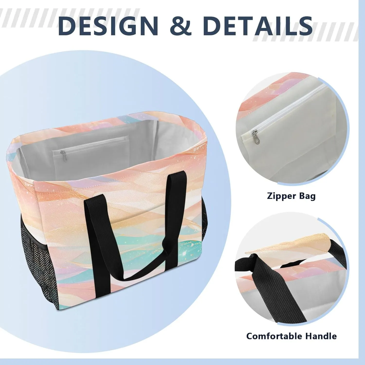 KLL Utility Tote Bags For Women Canvas Foldable With Pockets Carrier Bags