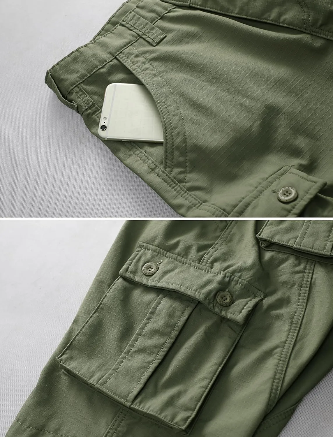 KOCTHOMY Mens Fleece Lined Hiking Pants,Winter Outdoor Thermal Casual Work Cargo Pants with Multi Pockets, No Belt.