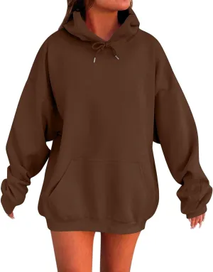 KUIOLYPOER Womens Oversized Hoodies Long Sleeve Hooded Plush Sweatshirt with Pocket 2025 Fashion Tops Trendy Outfits