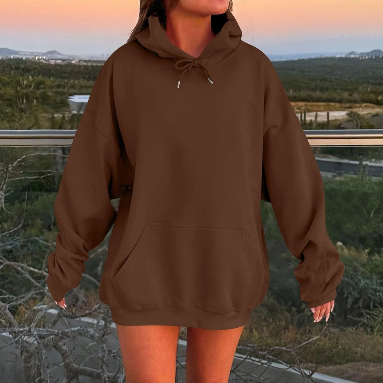 KUIOLYPOER Womens Oversized Hoodies Long Sleeve Hooded Plush Sweatshirt with Pocket 2025 Fashion Tops Trendy Outfits