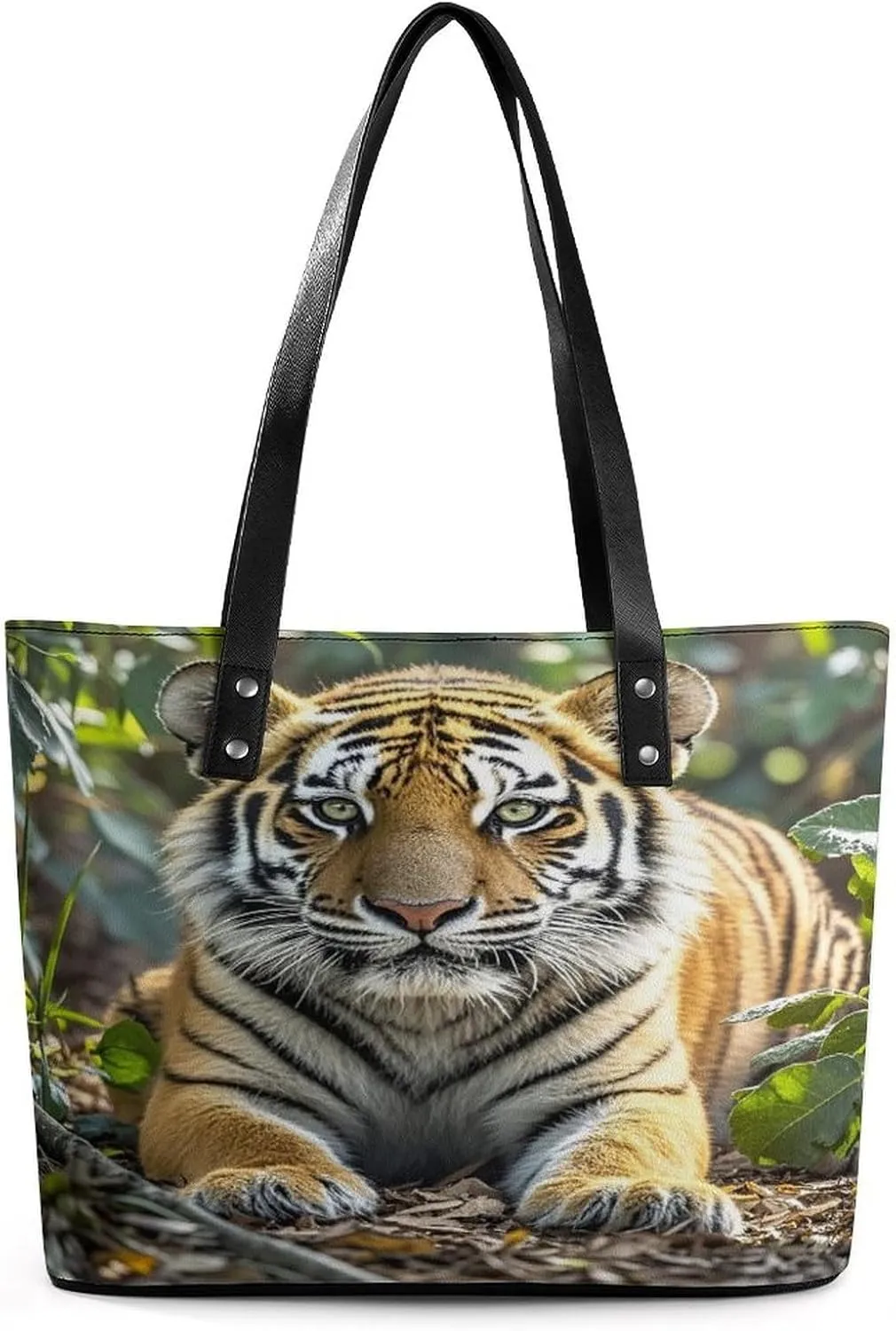 Leather Tote Bag Crossbody Bags for Women Fashion Top Handle Handbag Big Tiger Ladies Shoulder Bags Casual Beach Bag Gym Bages Ladies Purses for Shopping Work Travel