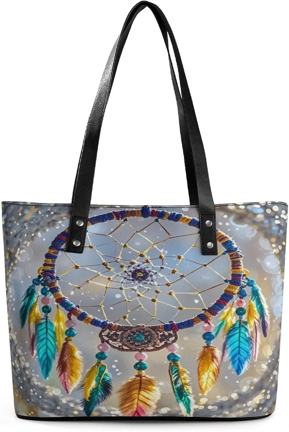 Leather Tote Bag Crossbody Bags for Women Fashion Top Handle Handbag Cherry Dream Catcher Ladies Shoulder Bags Casual Beach Bag Gym Bages Ladies Purses for Shopping Work Travel