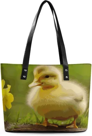 Leather Tote Bag Crossbody Bags for Women Fashion Top Handle Handbag Cute Ducks Ladies Shoulder Bags Casual Beach Bag Gym Bages Ladies Purses for Shopping Work Travel