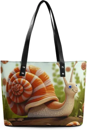 Leather Tote Bag Crossbody Bags for Women Fashion Top Handle Handbag Cute Snail Ladies Shoulder Bags Casual Beach Bag Gym Bages Ladies Purses for Shopping Work Travel