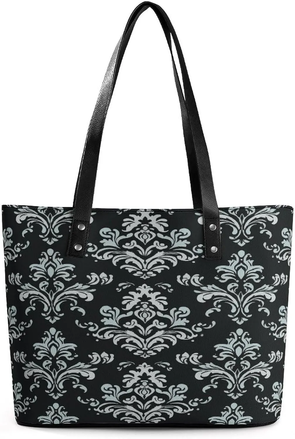 Leather Tote Bag Crossbody Bags for Women Fashion Top Handle Handbag Damask Pattern Ladies Shoulder Bags Casual Beach Bag Gym Bages Ladies Purses for Shopping Work Travel