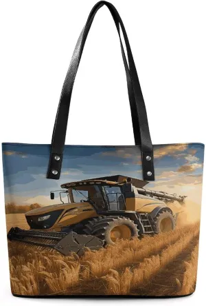 Leather Tote Bag Crossbody Bags for Women Fashion Top Handle Handbag Farm Tractor Harvest Ladies Shoulder Bags Casual Beach Bag Gym Bages Ladies Purses for Shopping Work Travel