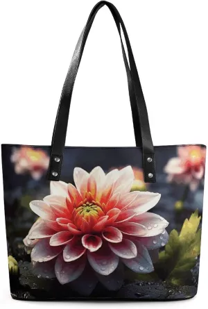 Leather Tote Bag Crossbody Bags for Women Fashion Top Handle Handbag Flower Ladies Shoulder Bags Casual Beach Bag Gym Bages Ladies Purses for Shopping Work Travel