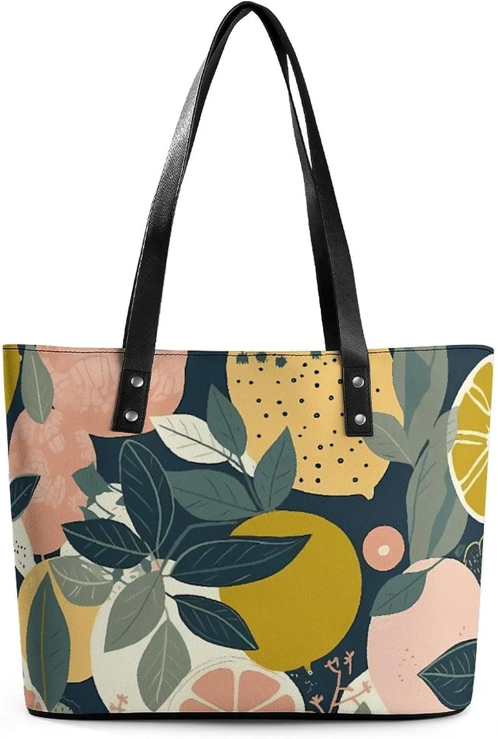 Leather Tote Bag Crossbody Bags for Women Fashion Top Handle Handbag Lemon Citrus Pattern Ladies Shoulder Bags Casual Beach Bag Gym Bages Ladies Purses for Shopping Work Travel