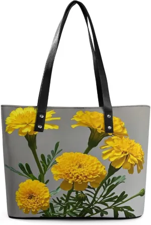 Leather Tote Bag Crossbody Bags for Women Fashion Top Handle Handbag Marigold Ladies Shoulder Bags Casual Beach Bag Gym Bages Ladies Purses for Shopping Work Travel