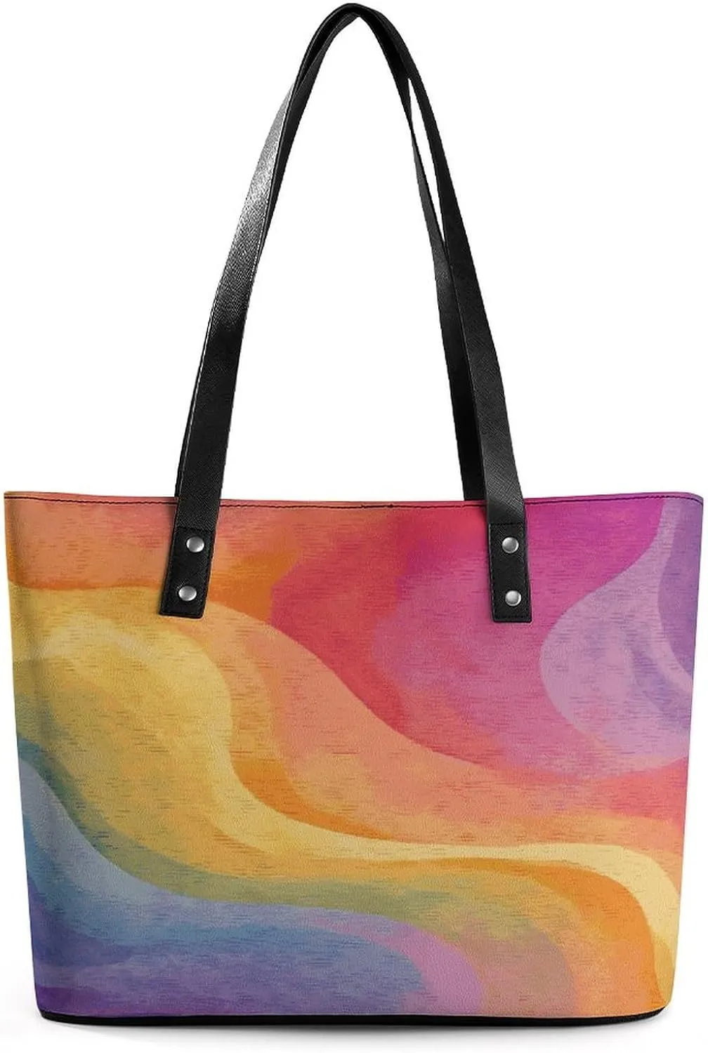 Leather Tote Bag Crossbody Bags for Women Fashion Top Handle Handbag Rainbow Ladies Shoulder Bags Casual Beach Bag Gym Bages Ladies Purses for Shopping Work Travel