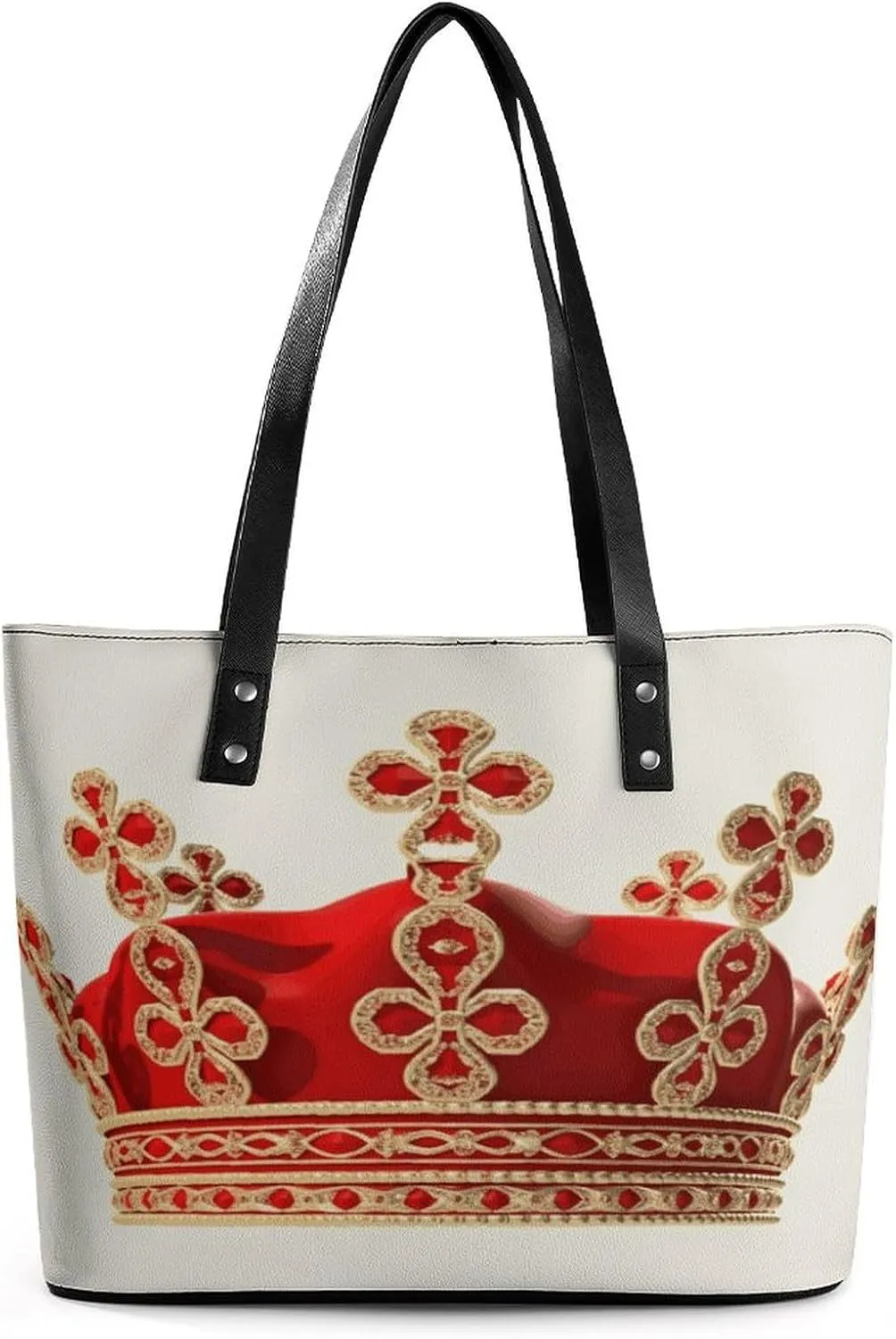 Leather Tote Bag Crossbody Bags for Women Fashion Top Handle Handbag Red Crown Ladies Shoulder Bags Casual Beach Bag Gym Bages Ladies Purses for Shopping Work Travel