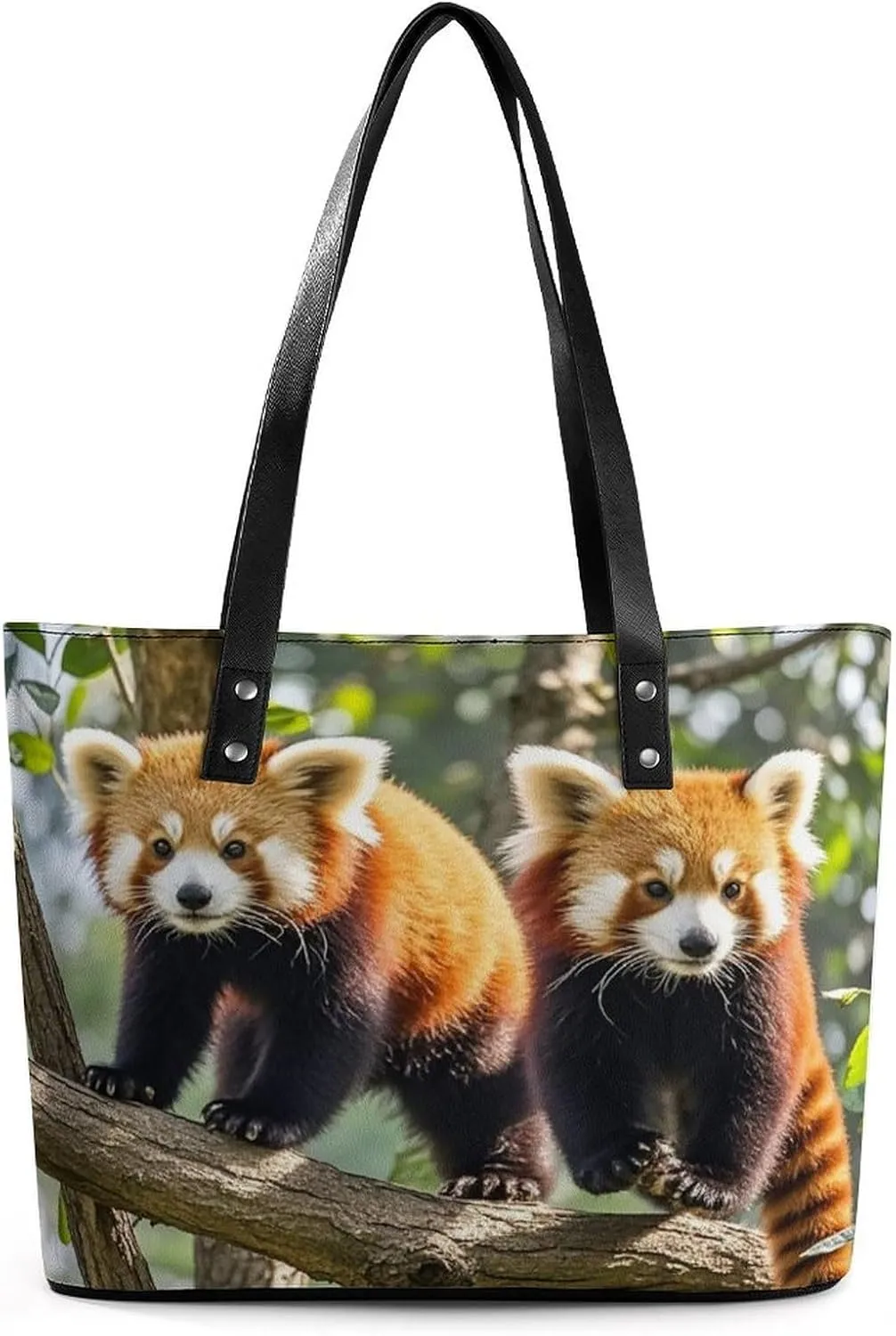 Leather Tote Bag Crossbody Bags for Women Fashion Top Handle Handbag Red Pandas Ladies Shoulder Bags Casual Beach Bag Gym Bages Ladies Purses for Shopping Work Travel