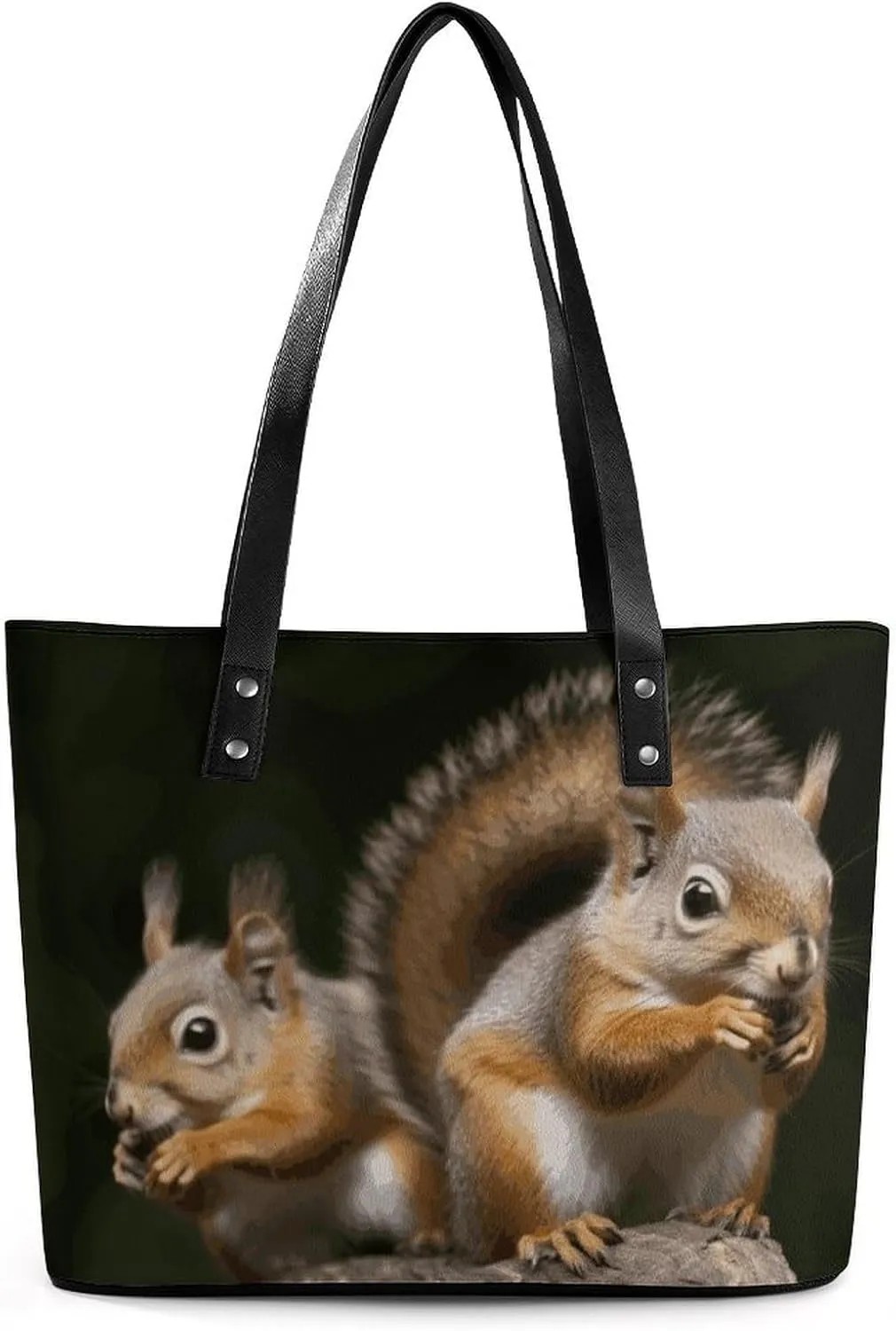 Leather Tote Bag Crossbody Bags for Women Fashion Top Handle Handbag Squirrel Animal Ladies Shoulder Bags Casual Beach Bag Gym Bages Ladies Purses for Shopping Work Travel