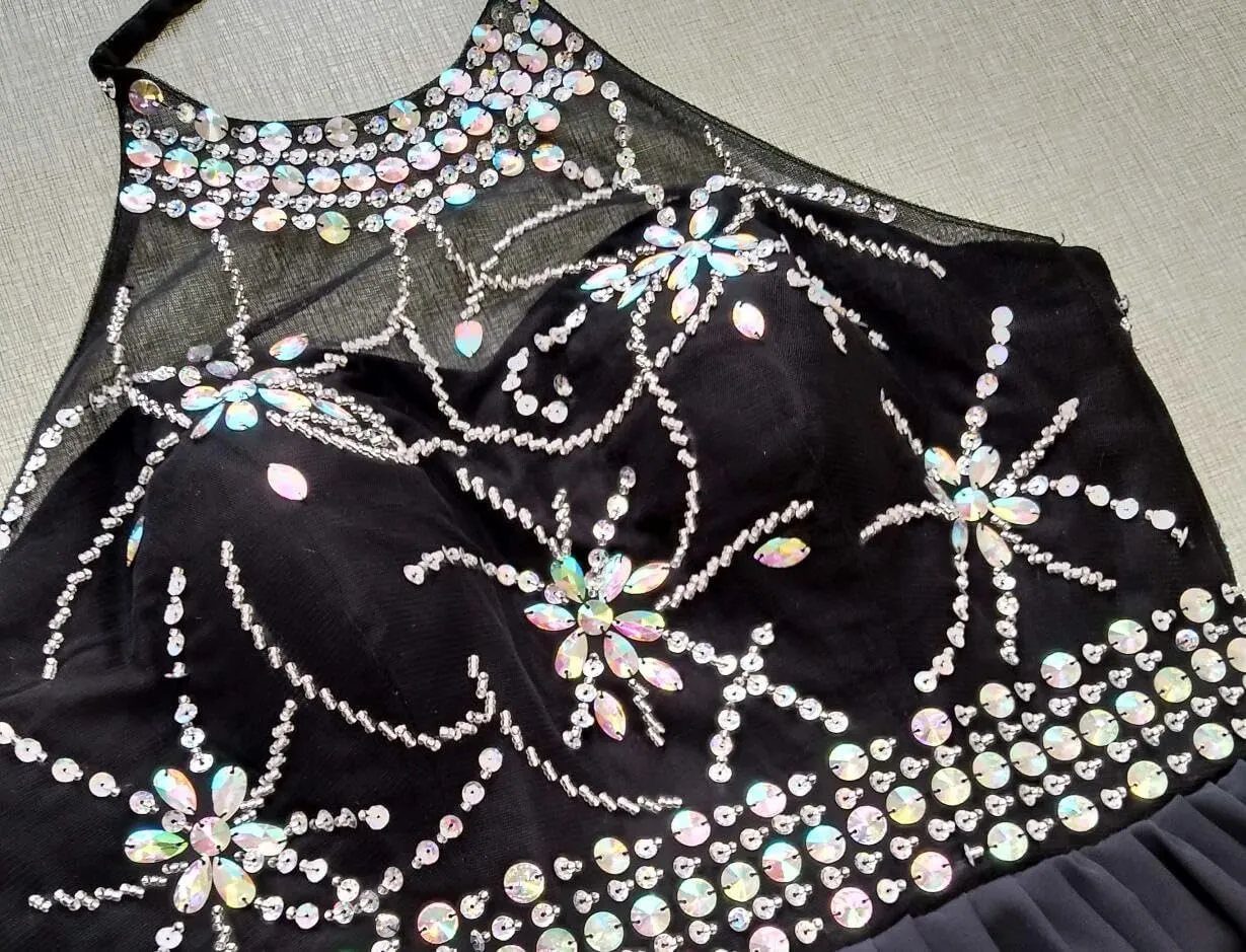Lemai Long A Line Beaded Gradient Ombre Chiffon Formal Prom Evening Dresses