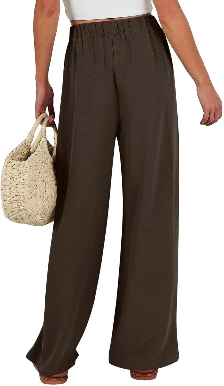 Linen Pants for Women 2025 Dressy High Waisted Wide Leg Palazzo Pants Summer Casual Loose Flowy Trousers with Pocket
