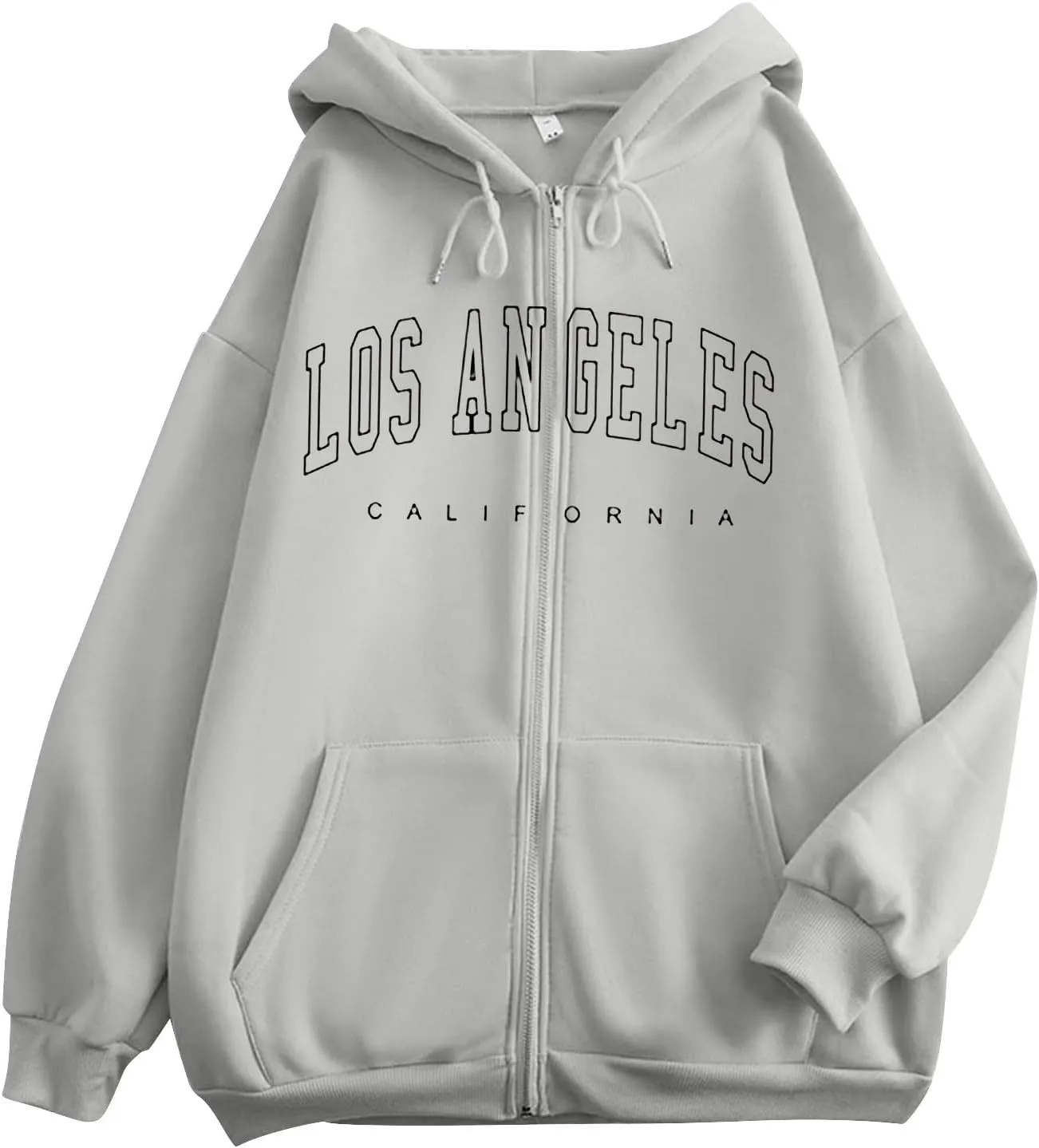 Los Angeles California Vintage Hoodies for Women Cool Zip Up Preppy Hooded Tops Fall Drawstring Letter Graphic Zipper
