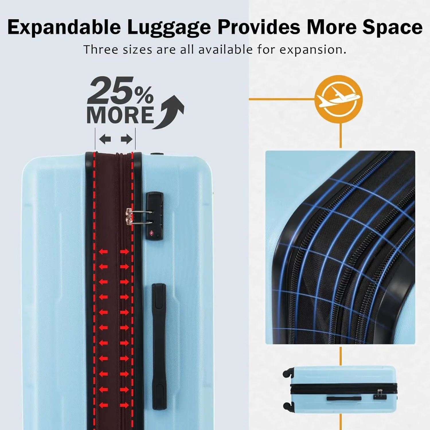 Luggage Set 4 Piece for Family Long Vacation, Expandable PC ABS Aqua Blue Suitcase with TSA Lock Spinner Wheels Lightweight Travel Bag (Aqua Blue, 20" 28")