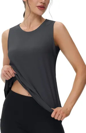 MAGCOMSEN Workout Tank Tops for Women Loose Fit Sleeveless Tops Breathable Lightweight Athletic Gym Runing Summer Shirts