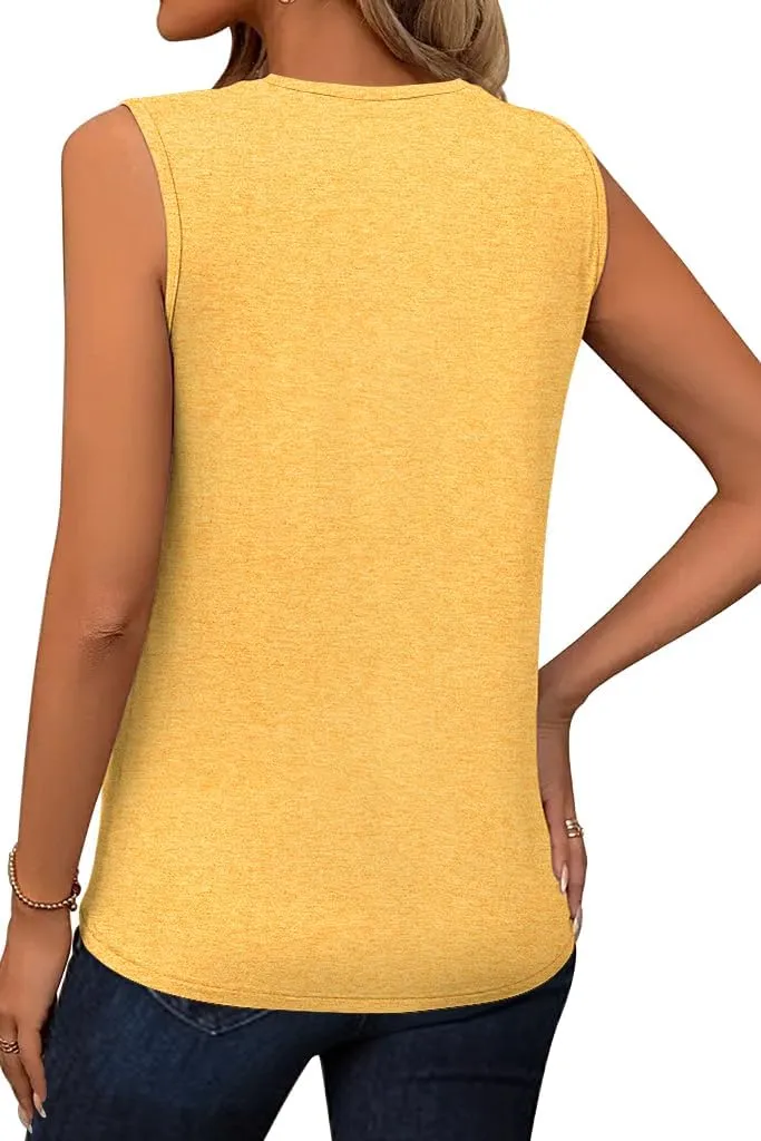 Magritta Womens 2025 Trendy Summer Tank Tops Casual Round Neck Sleeveless Shirts Pleated Work Blouse for Women Dressy
