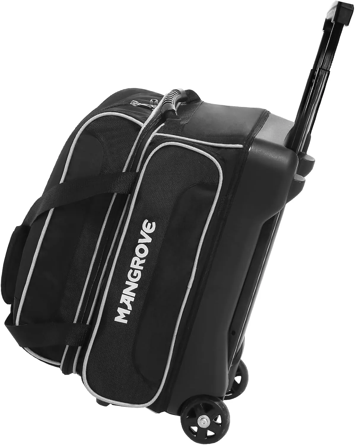 Mangrove 2 Ball Bowling Bag with Wheels, Double Bowling Bags 2 Ball Roller w/Separate Compartment for Bowling Shoes (Up To US Mens Size 15), Accessory Pocket & Retractable Handle Extends To 40"