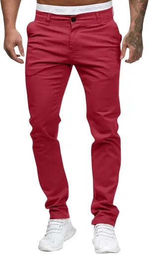 Men's Casual Slim Pants Solid Color Mid Trousers Fashion Joggers Sports Pants Hiking Trousers Gym Sweatpants