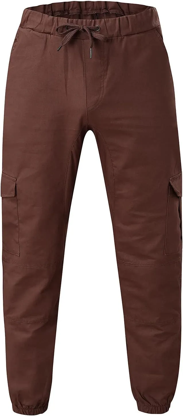 Men's Casual Solid Color Sweatpants Multi Pockets Pants Hiking Athletic Trousers Outdoor Wearing Pants with Pockets