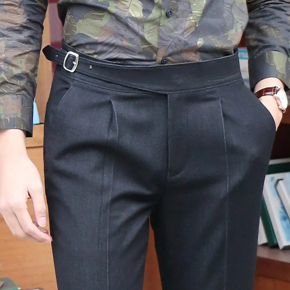Men's Gurkha Naples Italian Style Pants Wrinkle Resistant Fabric No Belt Needed