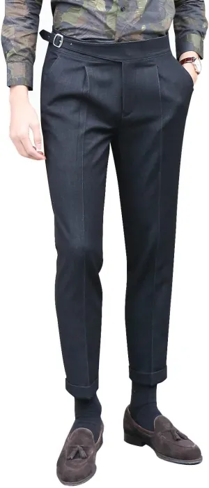 Men's Gurkha Naples Italian Style Pants Wrinkle Resistant Fabric No Belt Needed