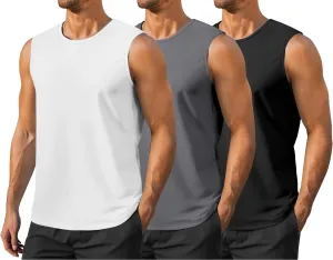Men's Gym Tank Top Quick Dry 3 Pack Sleeveless Muscle Shirts Sun Protection UPF50  Running Workout Tank Tops
