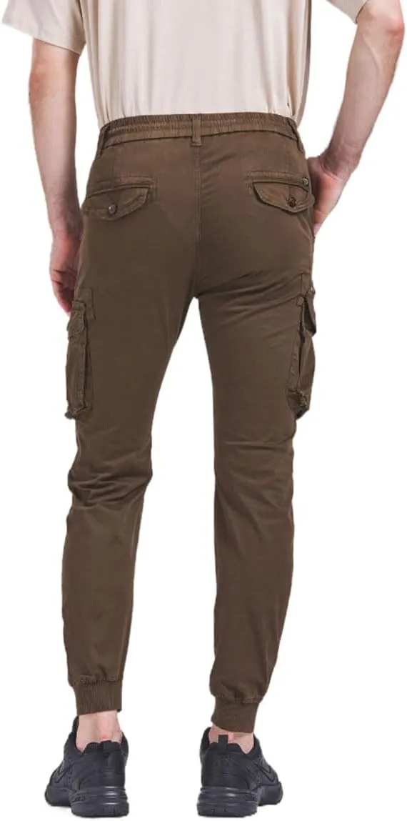 Men's Joggers Work Camo Chino Utility Combat Pants Trousers with Multi Pockets for Spring