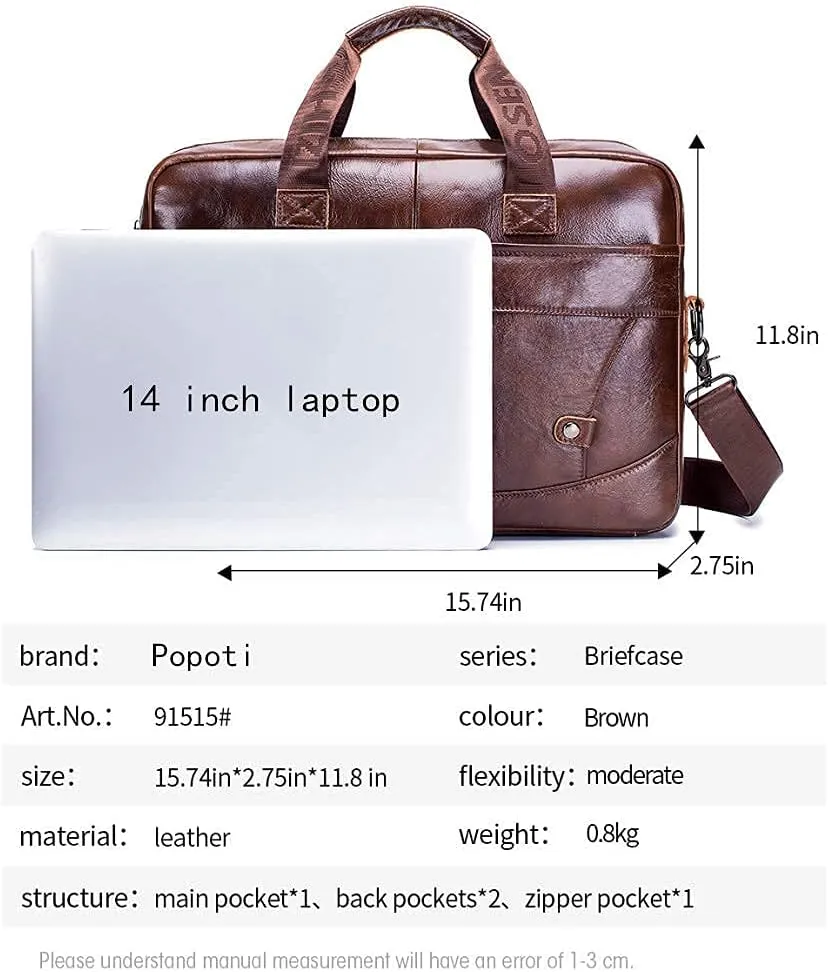 Men's Laptop Bags, Shoulder Bag Leather Handbag Bag Briefcase Grand Computer Bag