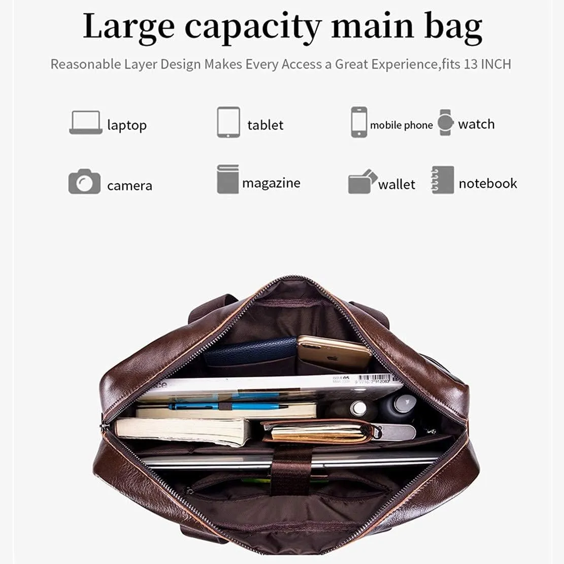 Men's Laptop Bags, Shoulder Bag Leather Handbag Bag Briefcase Grand Computer Bag