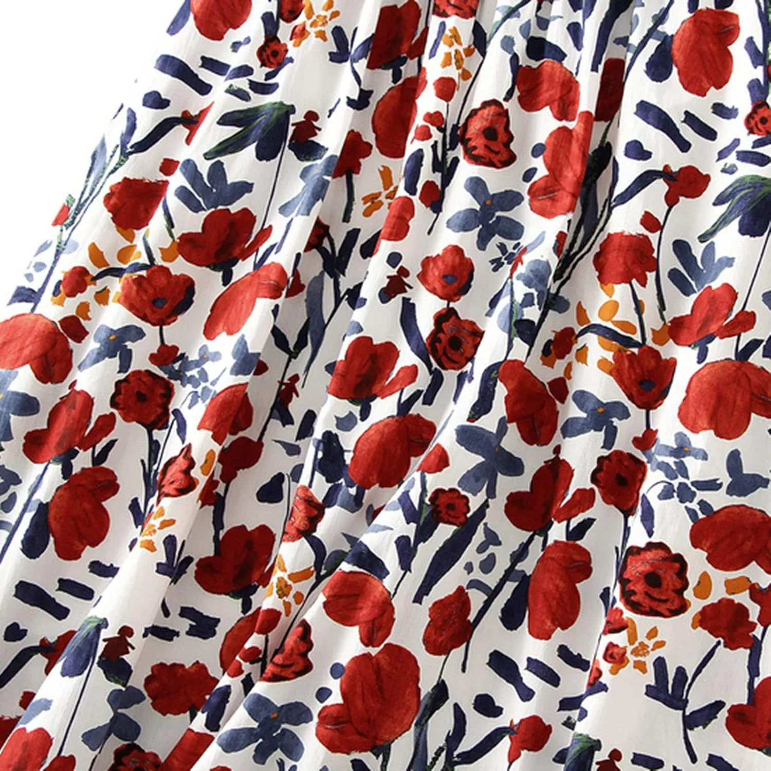 Midi Skirts for Women Floral Printed Midi Skirt High Waisted A Line Skirt Elastic Waist Skirt Pleated Skirts Midi