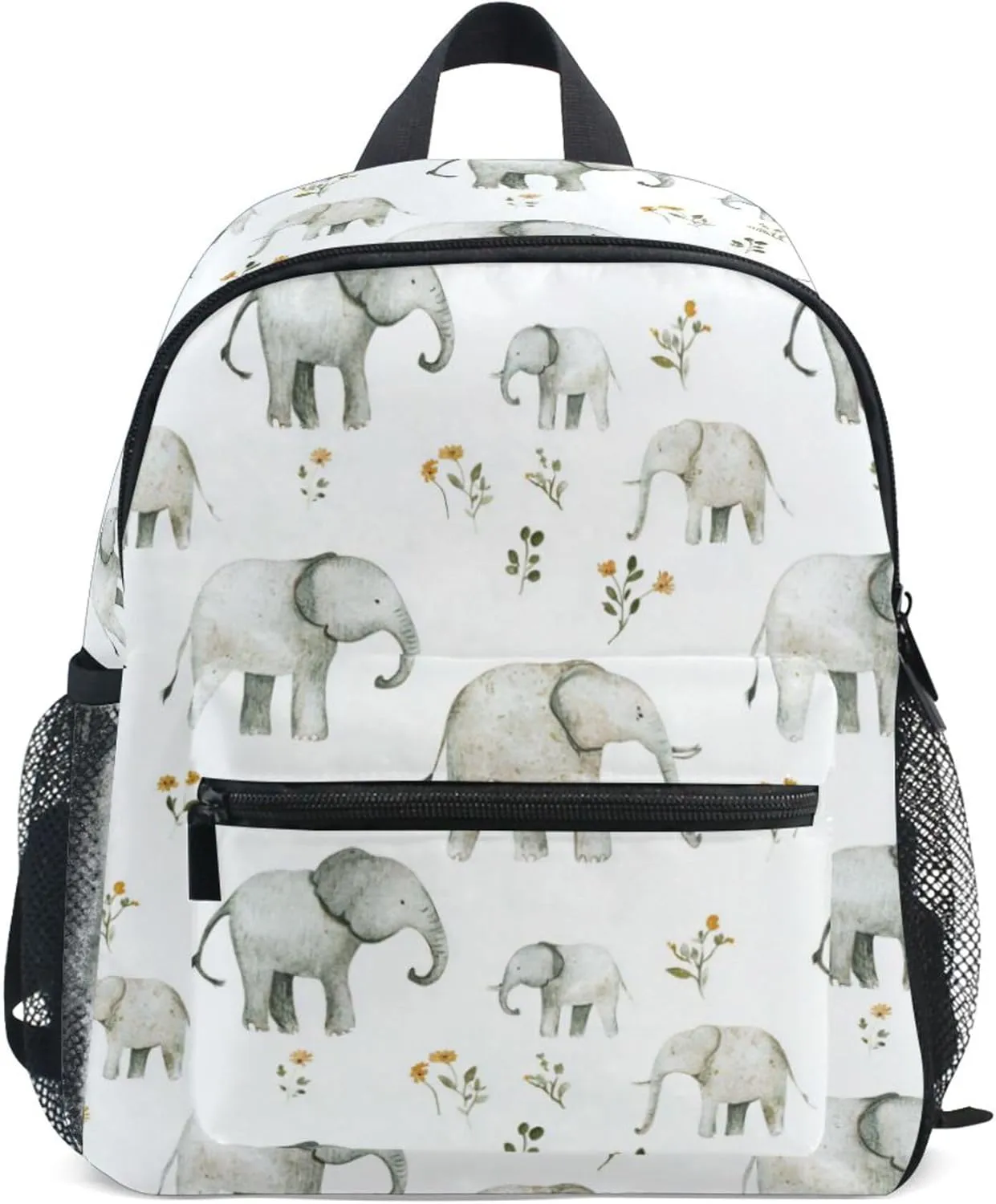 Mini Kids Backpack Boy's Girl's Waterproof Diaper Bag Backpack with Chest Strap Aesthetic Elephant White