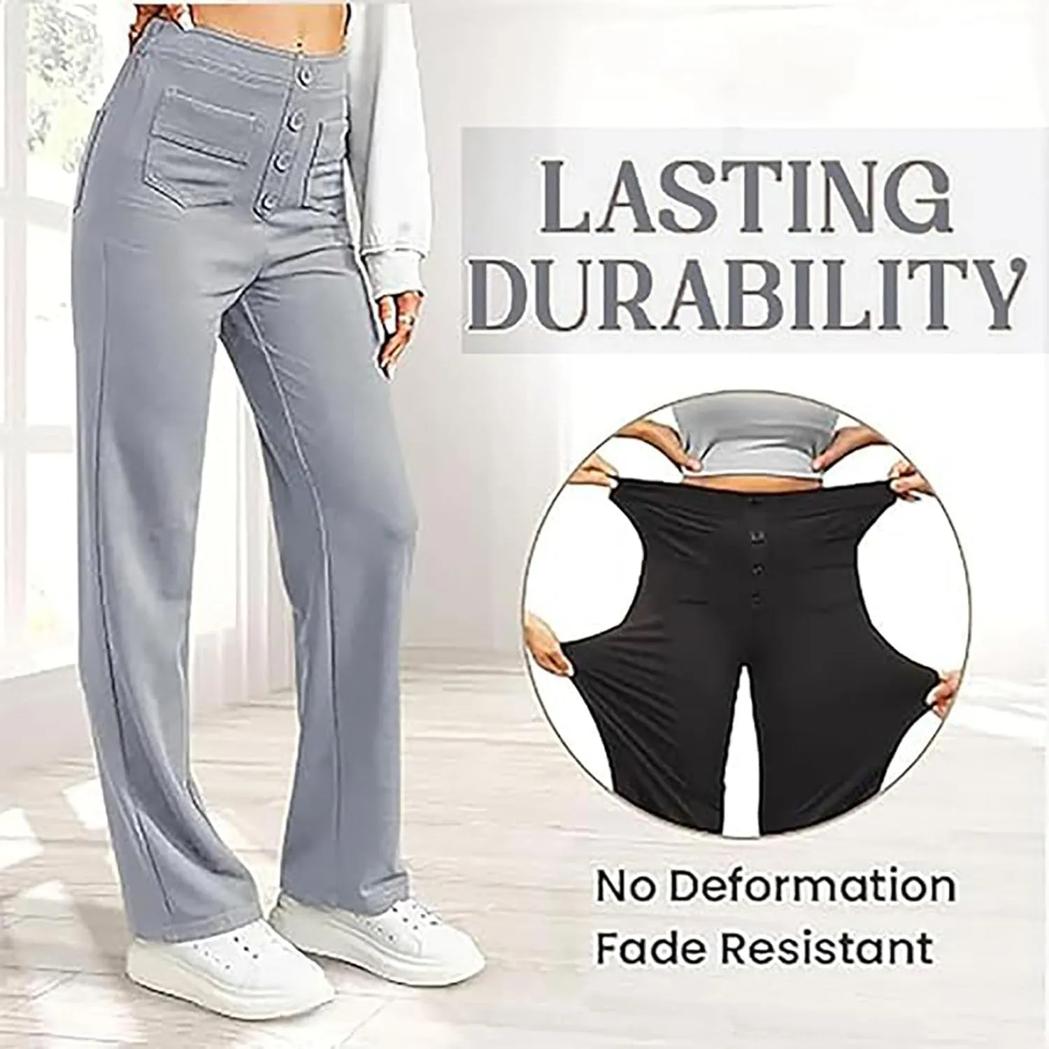 Miracharm Pants, Puliam Pants for Women, FlexiPants - Women's Casual High Waist Stretch Multiple Pockets Trousers