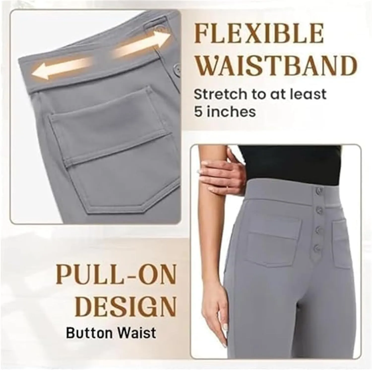 Miracharm Pants, Puliam Pants for Women, FlexiPants - Women's Casual High Waist Stretch Multiple Pockets Trousers