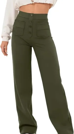 Miracharm Pants, Puliam Pants for Women, FlexiPants - Women's Casual High Waist Stretch Multiple Pockets Trousers