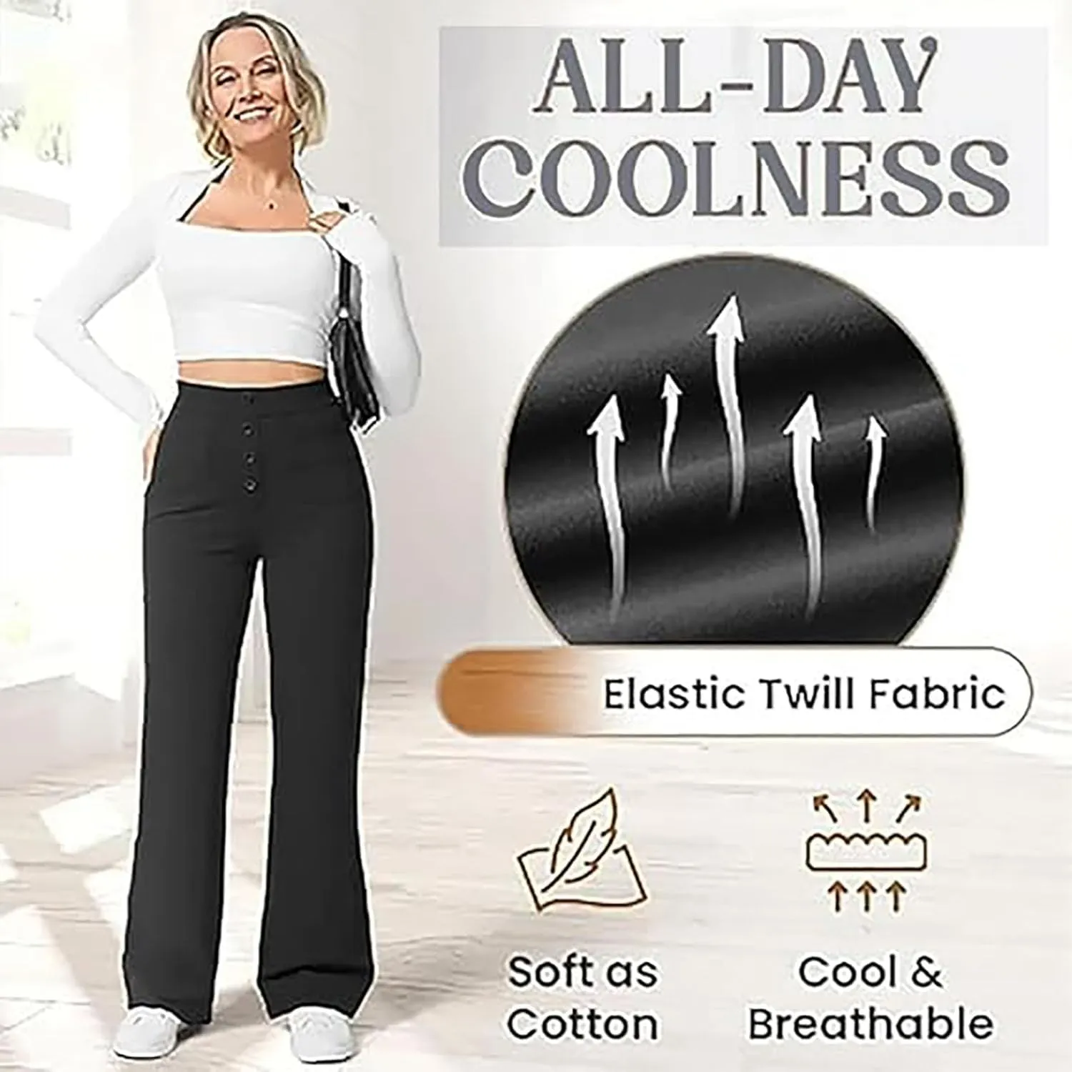 Miracharm Pants, Puliam Pants for Women, FlexiPants - Women's Casual High Waist Stretch Multiple Pockets Trousers