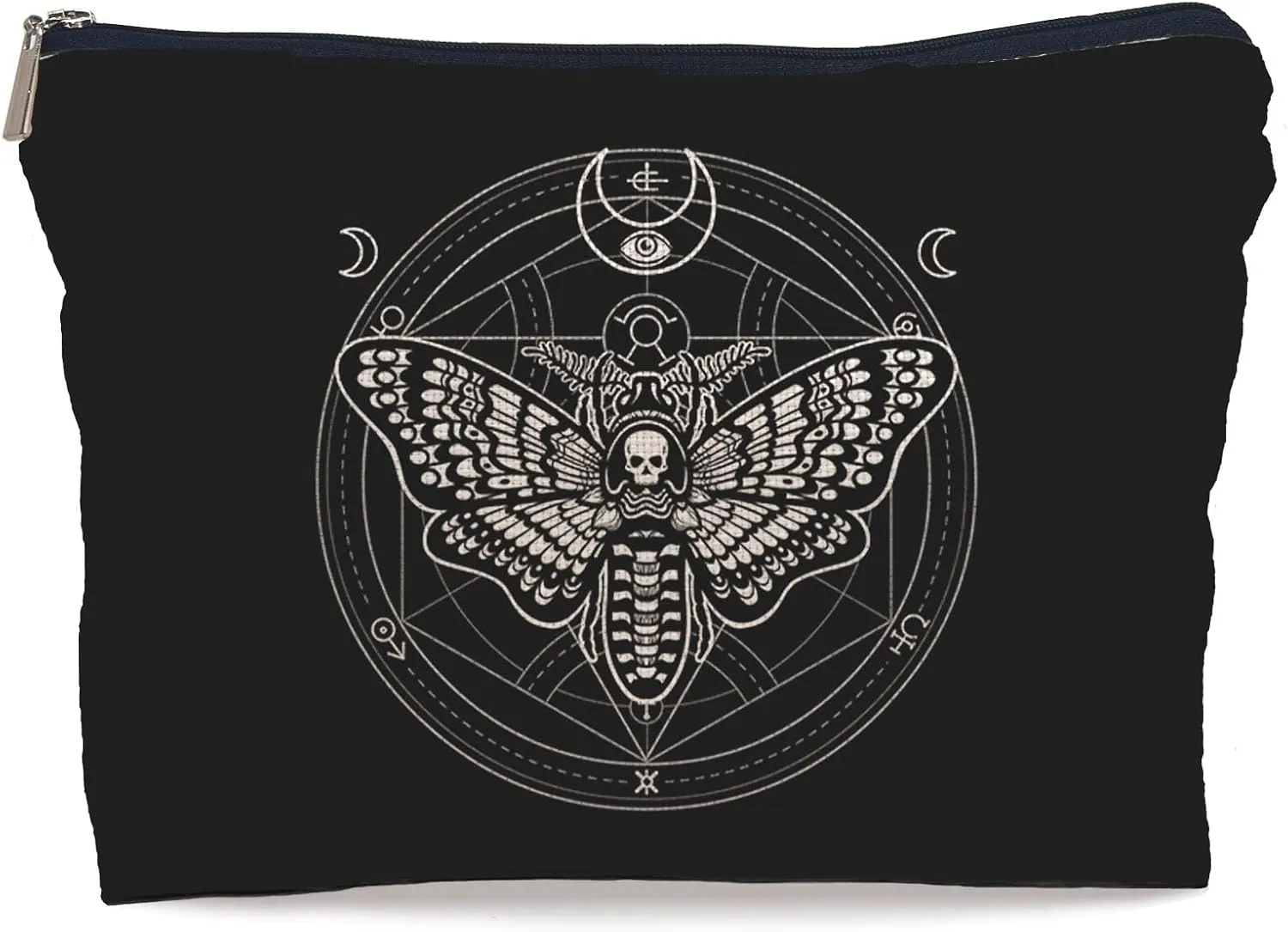 Moth Dead Head Makeup Bag, Witchy Gifts Witch Stuff Makeup Bag Cosmetic Bags for Women, Gothic Small Makeup Cosmetic Bag for Purse