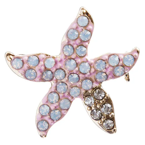 Nautical Jewelry Crystal Rhinestones Delightful Starfish Brooch Pin B162 Pink