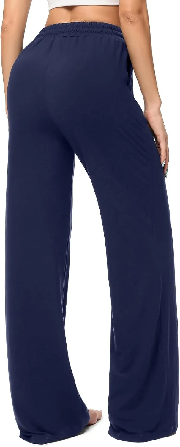 OLIKEME Womens Wide Leg Sweatpants High Waisted Drawstring Loose Lounge Pants Comfy Lightweight Workout Pants with Pockets