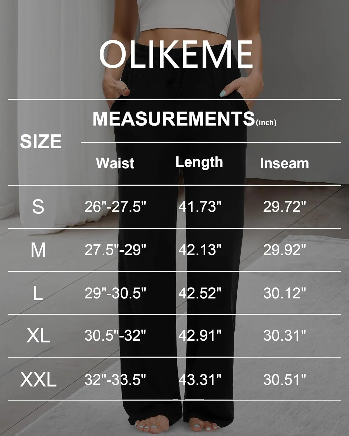 OLIKEME Womens Wide Leg Sweatpants High Waisted Drawstring Loose Lounge Pants Comfy Lightweight Workout Pants with Pockets