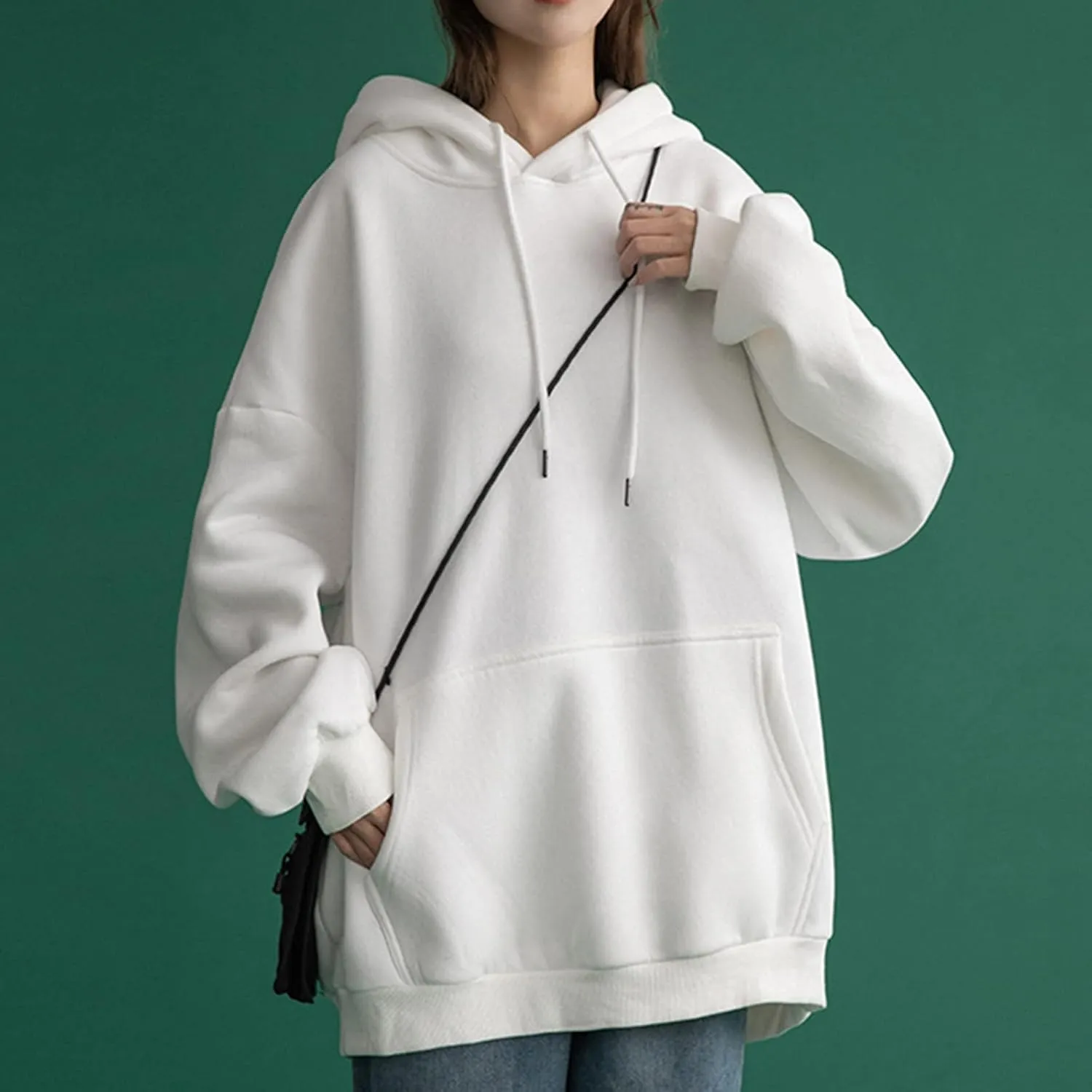 Oversized Hoodies for Teen Girls Y2k Hooded Sweatshirt Women Casual Plain Drop Shoulder Long Sleeve Hoodies Pullover Tops