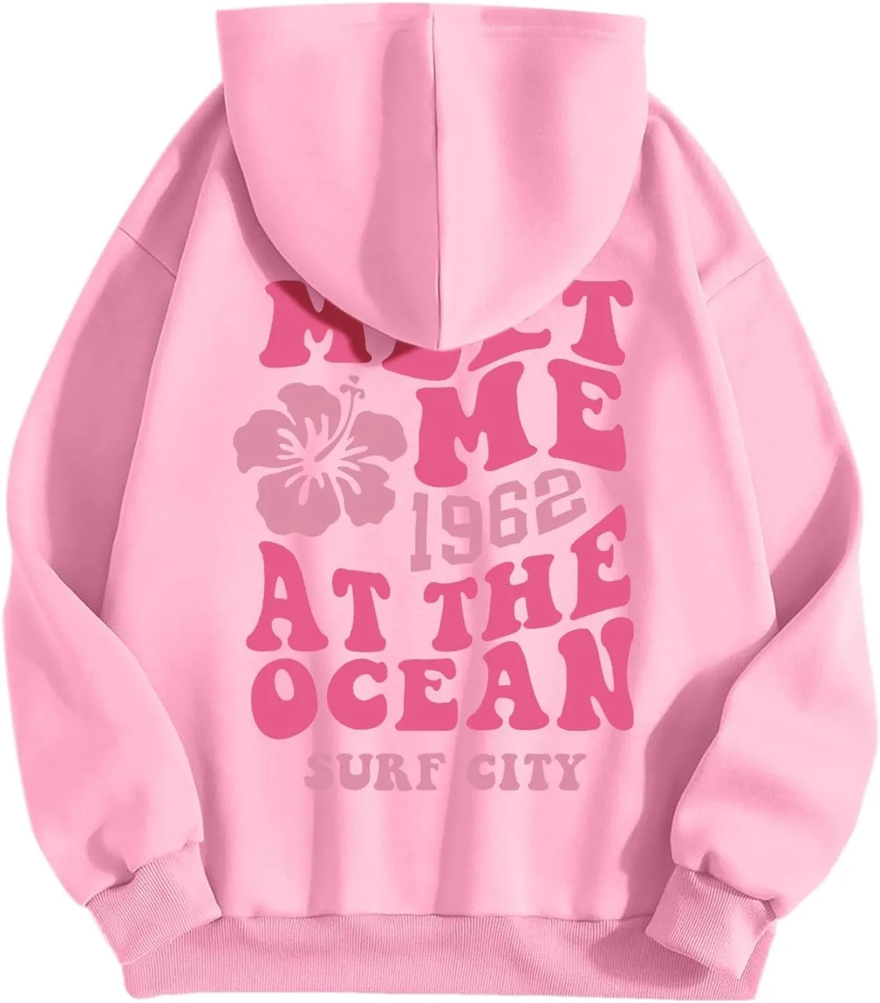 Oversized Hoodies For Women Long Sleeve Drawstring Letter Graphic Hoodies Palm Puff Fall Fashion Pullover Sweatshirt